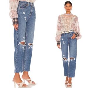 Free People 31x38 CRVY Georgine Mom 0857 Jean Blue Denim curvy we the free